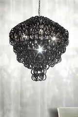 Suspension Giogali SP 80 A ronde maille de verre noir. Vistosi. Suspension Giogali SP 80 A ronde maille de verre noir. Vistosi.