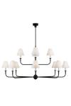 Classic black metal and dark wood 12-light chandelier Piaf. Visual Comfort&Co.. 