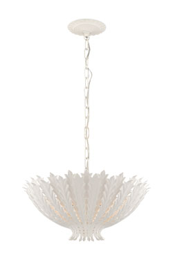 Hampton small chandelier with carved foliage in white plaster. Visual Comfort&Co.. 