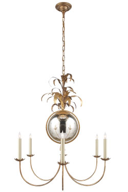 Small gilded leaf chandelier in the 70s style Gramercy. Visual Comfort&Co.. 