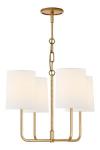 Small 4-light gold chandelier with white linen shade Go Lightly. Visual Comfort&Co.. 