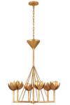 Lustre contemporain tulipes dorées Alberto. Visual Comfort&Co.. 