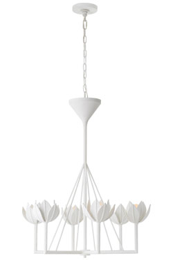 Lustre 6 lumières tulipes plâtre blanc Alberto. Visual Comfort&Co.. 