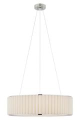 Hanging lamp in silver-plated metal and natural linen Palati. Visual Comfort&Co.. 