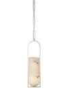 Melange alabaster and silver pillar pendant. Visual Comfort&Co.. 