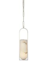 Melange alabaster and silver pillar pendant. Visual Comfort&Co.. 