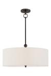 Reed cylinder pendant in white linen and bronze. Visual Comfort&Co.. 