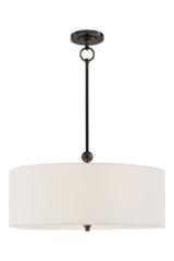 Reed cylinder pendant in white linen and bronze. Visual Comfort&Co.. 