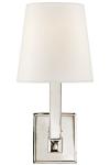 Classic polished nickel wall lamp with linen shade Square Tube. Visual Comfort&Co.. 