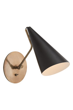 Clemente articulated gold and black wall light. Visual Comfort&Co.. 