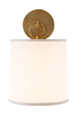 Gold wall lamp and white silk shade French Cuff. Visual Comfort&Co.. 