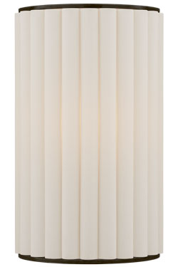 Wall lamp in pleated cream white linen and dark bronze Palati. Visual Comfort&Co.. 