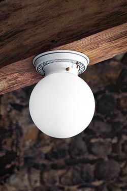 White and blue ceramic ball ceiling lamp - Ceiling lights by Aldo Bernardi