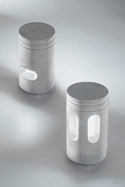 Walking gray cement garden beacon - Exterior path & step lighting by Aldo Bernardi