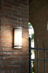Cylindrical wall lamp with aged copper bands Hanny - Exterior wall lights by Aldo Bernardi