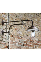 Wall lamp with double arm in patinated brass - Exterior wall lights by Aldo Bernardi