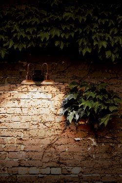 Outdoor wall light double copper and patinated brass square support powerful LED lighting