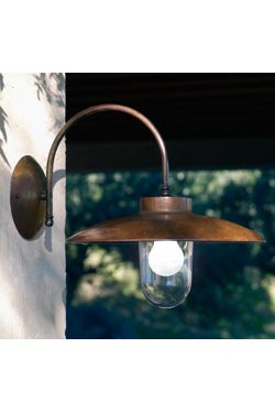 Outdoor wall light in patinated brass and transparent glass - Exterior wall lights by Aldo Bernardi