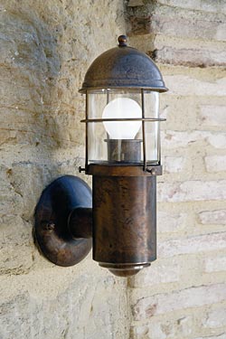 Outdoor wall lamp with lighthouse lantern, grid and cylinder - Exterior wall lights by Aldo Bernardi