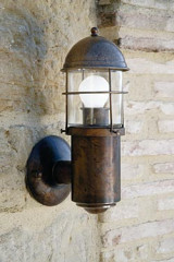 Outdoor wall lamp with lighthouse lantern, grid and cylinder - Exterior wall lights by Aldo Bernardi