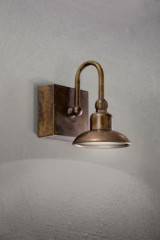 Patina copper and brass outdoor wall light square support powerful LED lighting - Exterior wall lights by Aldo Bernardi