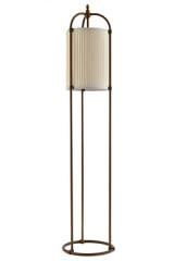 Lampadaire cylindre soie beige et patine antique foncée - Lampadaire by Aldo Bernardi