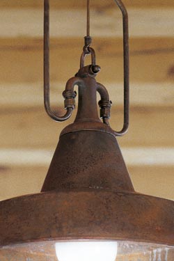 Pendant cone and tubes in aged brass