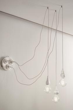 Fate triple offset pendant light in glossy white - Pendants by Aldo Bernardi
