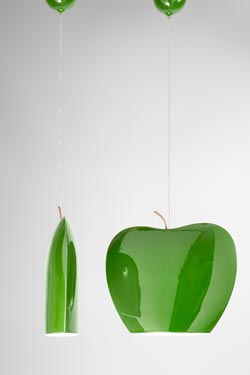 Green apple glossy ceramic pendant light