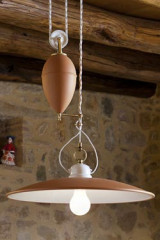 Terracotta porcelain pendant light with counterweight - Pendants by Aldo Bernardi