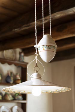 Pendant up and down in white porcelain leaf decor - Pendants by Aldo Bernardi