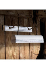 Rectangular wall lamp in white porcelain with Provencal motif in blue braces - Picture lighting by Aldo Bernardi