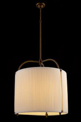 Suspension cylindre en soie beige et laiton patiné foncé diamètre 55cm - Suspension by Aldo Bernardi