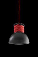 Suspension en céramique noir mat et câble rouge - Suspension by Aldo Bernardi