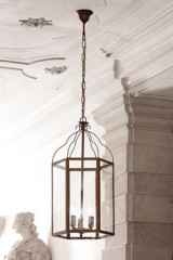 Suspension lanterne en laiton vieilli - Suspension by Aldo Bernardi
