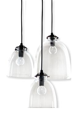 Triple pendant in clear glass Clochette - Pendants by Angel des Montagnes