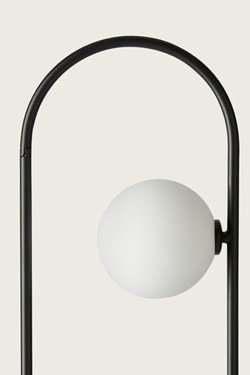 Abbacus lampe de table boule de verre et acier noir 