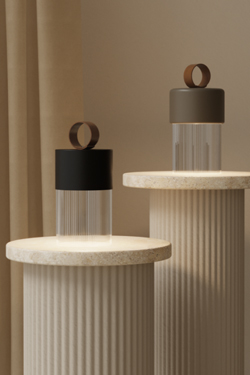 Bora lampe baladeuse sans fil en verre et acier noir