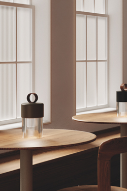 Bora lampe baladeuse sans fil en verre et acier noir