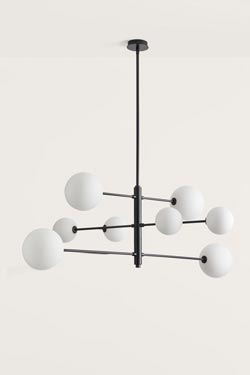 Atom chandelier 8 lights in satin brass