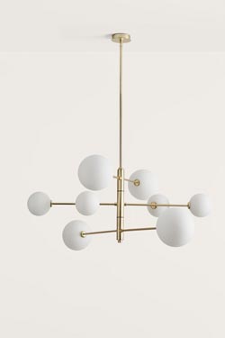 Atom chandelier 8 lights in satin brass - Chandeliers by Aromas