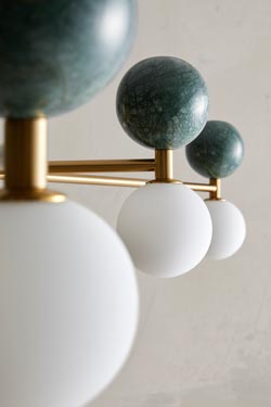 Dalt chandelier 6 lights with green marble balls