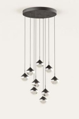 Nino 9-light chandelier in metal and optical glass - Chandeliers by Aromas