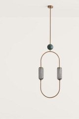 Clip suspension ovale dorée et marbre vert - Suspension by Aromas