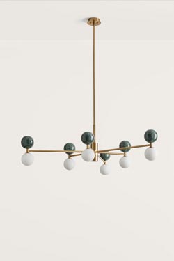 Dalt lustre 6 lumières avec boules de marbre vert - Lustre by Aromas