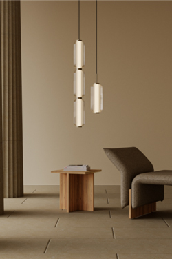 Elma suspension 3 lumières en verre cannelé et acier noir