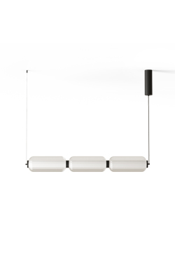 Elma suspension 3 lumières en verre cannelé et acier noir - Suspension by Aromas