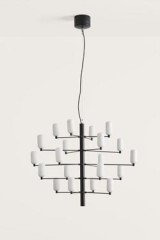 Gand lustre chandelier 20 lumières finition noire mate - Lustre by Aromas