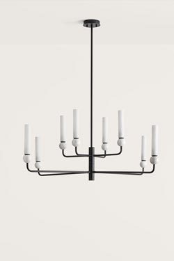Lustre design chandelier noir mat 8 lumières Delie - Lustre by Aromas