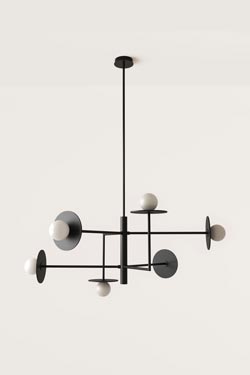 Lustre noir et blanc 6 lumières Miro - Lustre by Aromas
